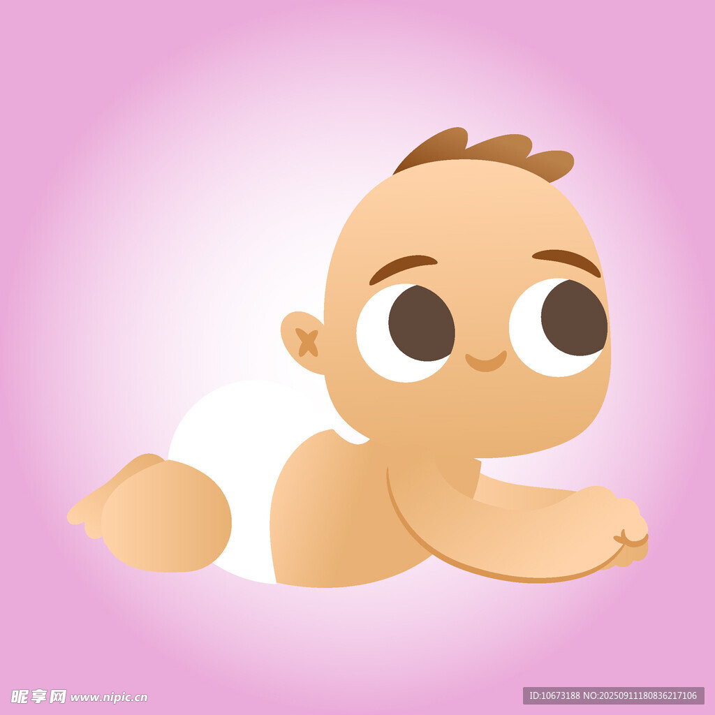 趴著的可愛嬰兒形象