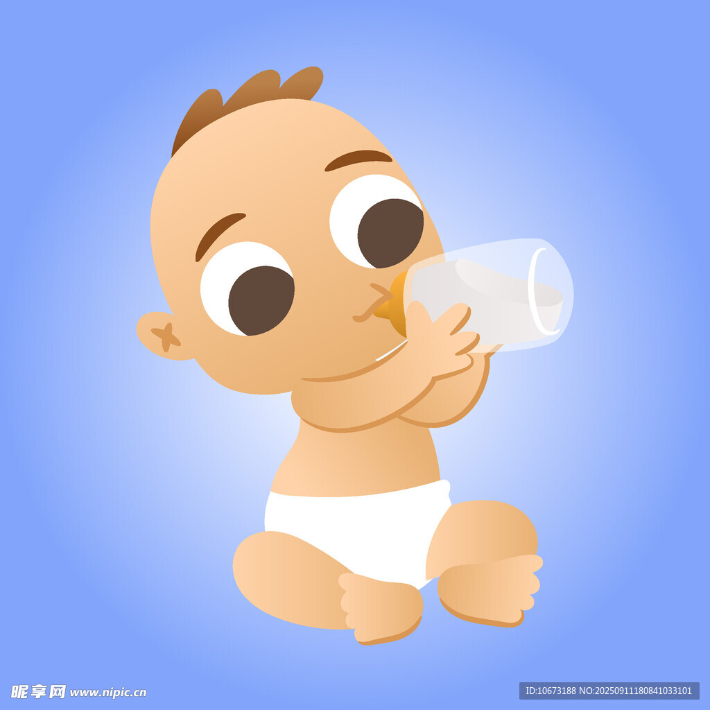 可愛寶寶坐著喝奶瓶