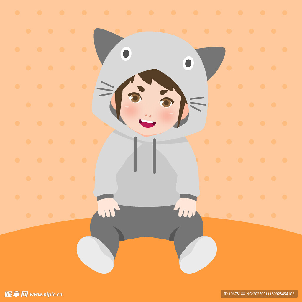 穿貓咪服的可愛(ài)小孩