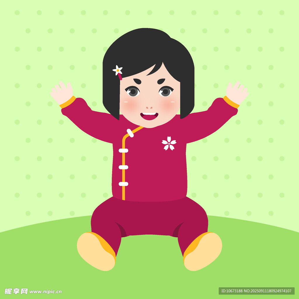 紅衣小女孩開心張開雙臂