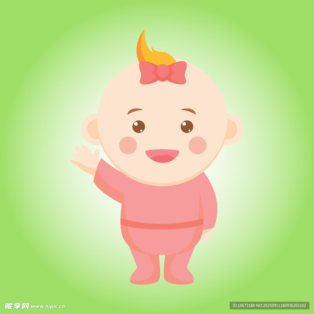 可愛揮手寶寶形象