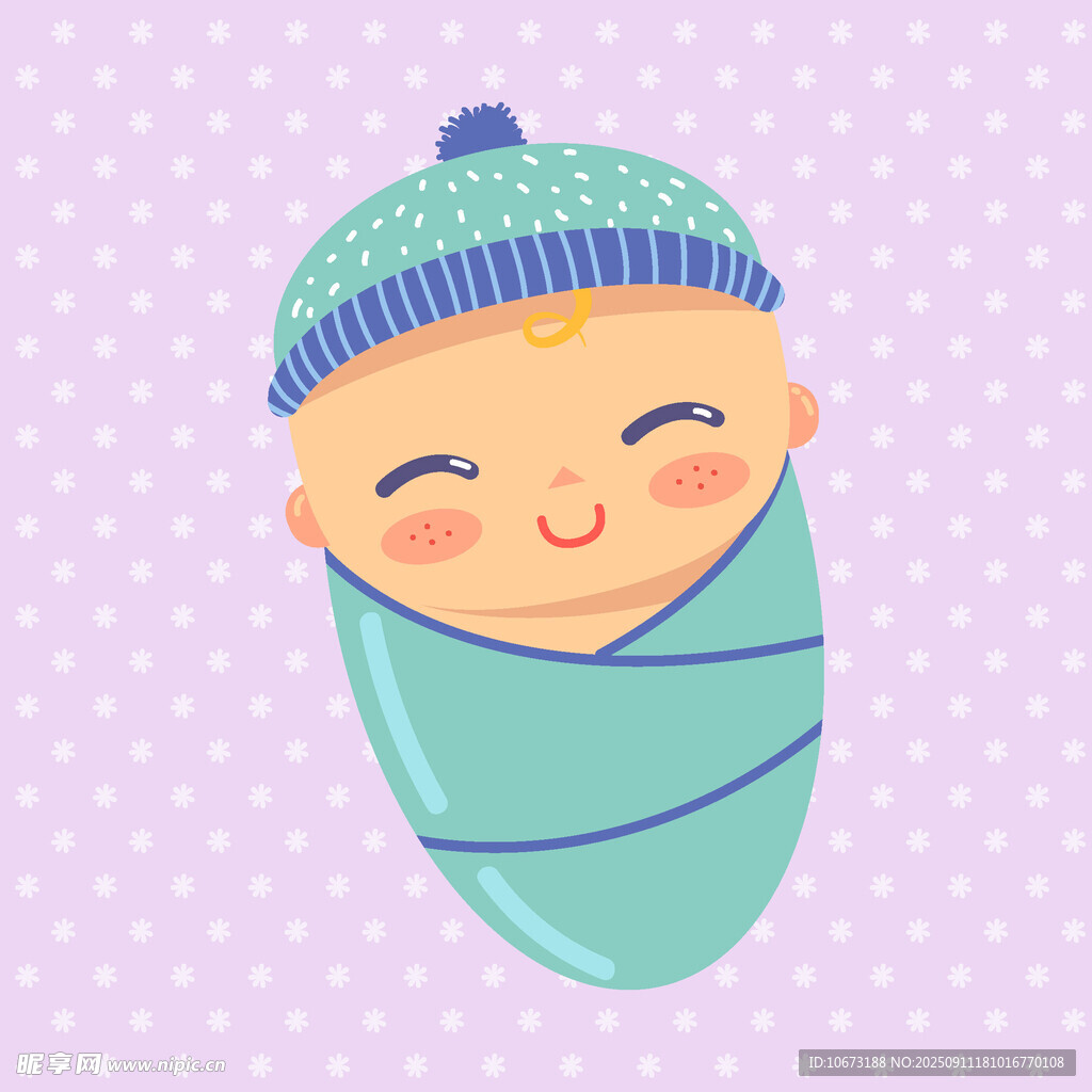 裹襁褓戴帽的可愛(ài)小嬰兒