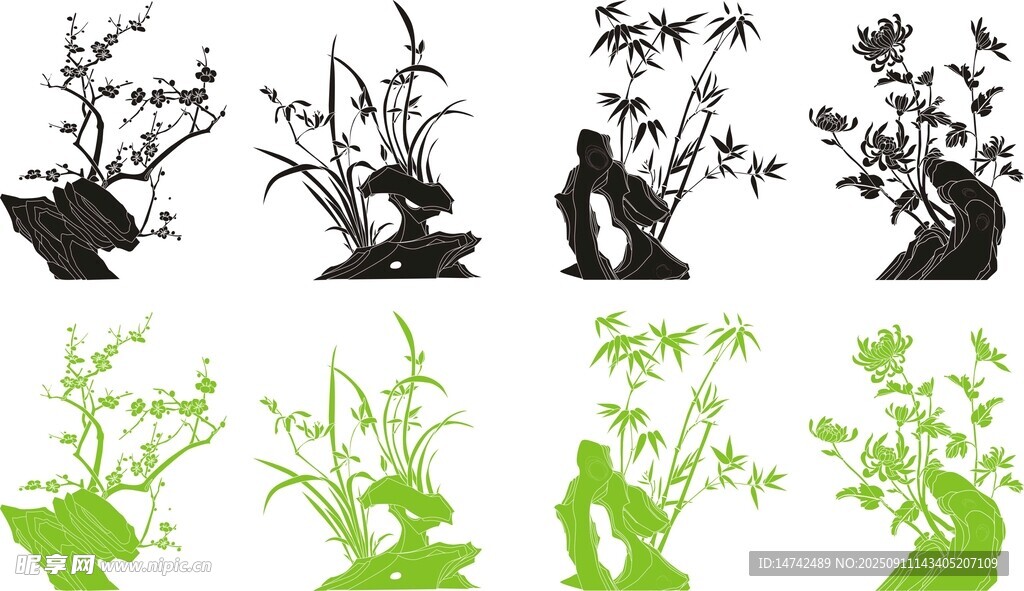 梅蘭竹菊剪影