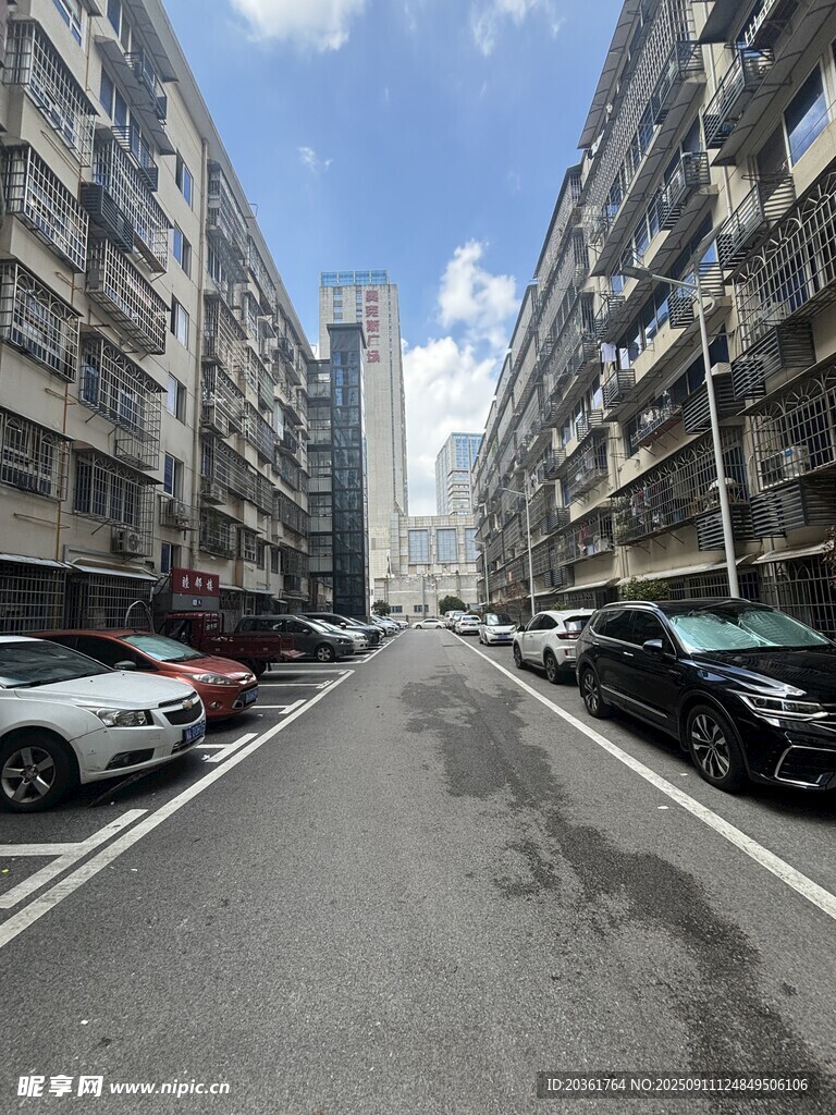 城市街道兩旁停放的車輛