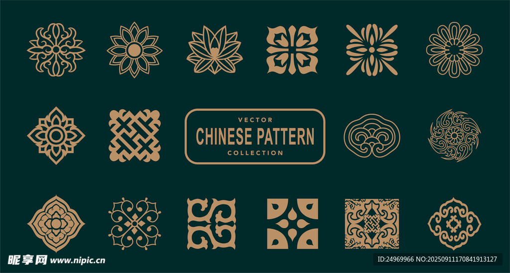 復(fù)古金色幾何裝飾圖案