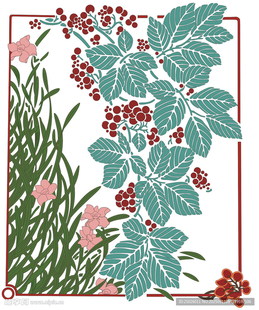 復(fù)古風(fēng)植物花卉插畫圖案
