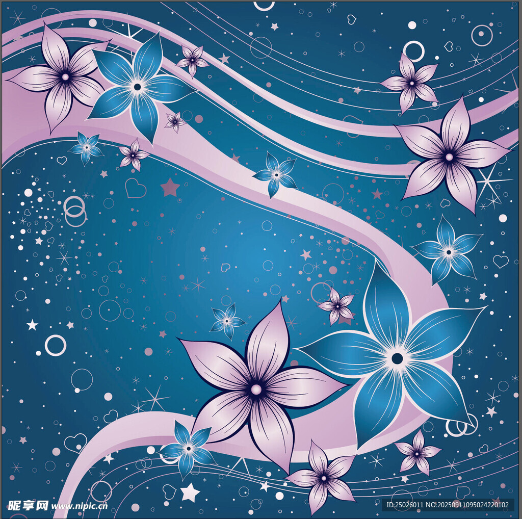 夢(mèng)幻花卉背景圖案設(shè)計(jì)