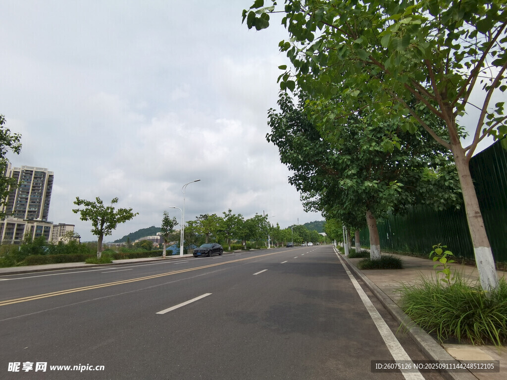城市中寬闊整潔的柏油馬路