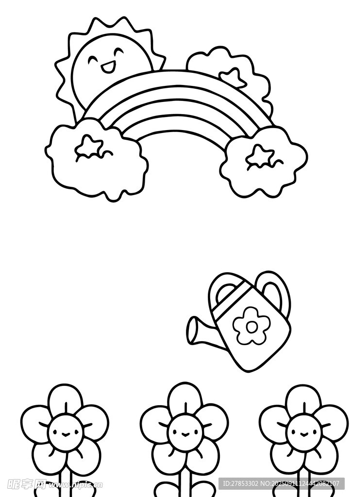 可愛(ài)卡通花草與自然元素