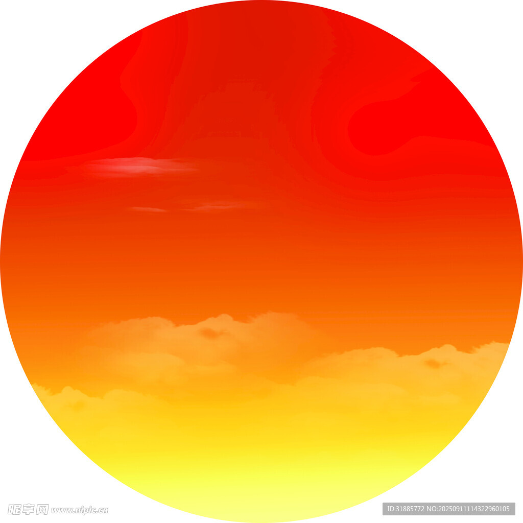 圓形天空中的絢麗霞光