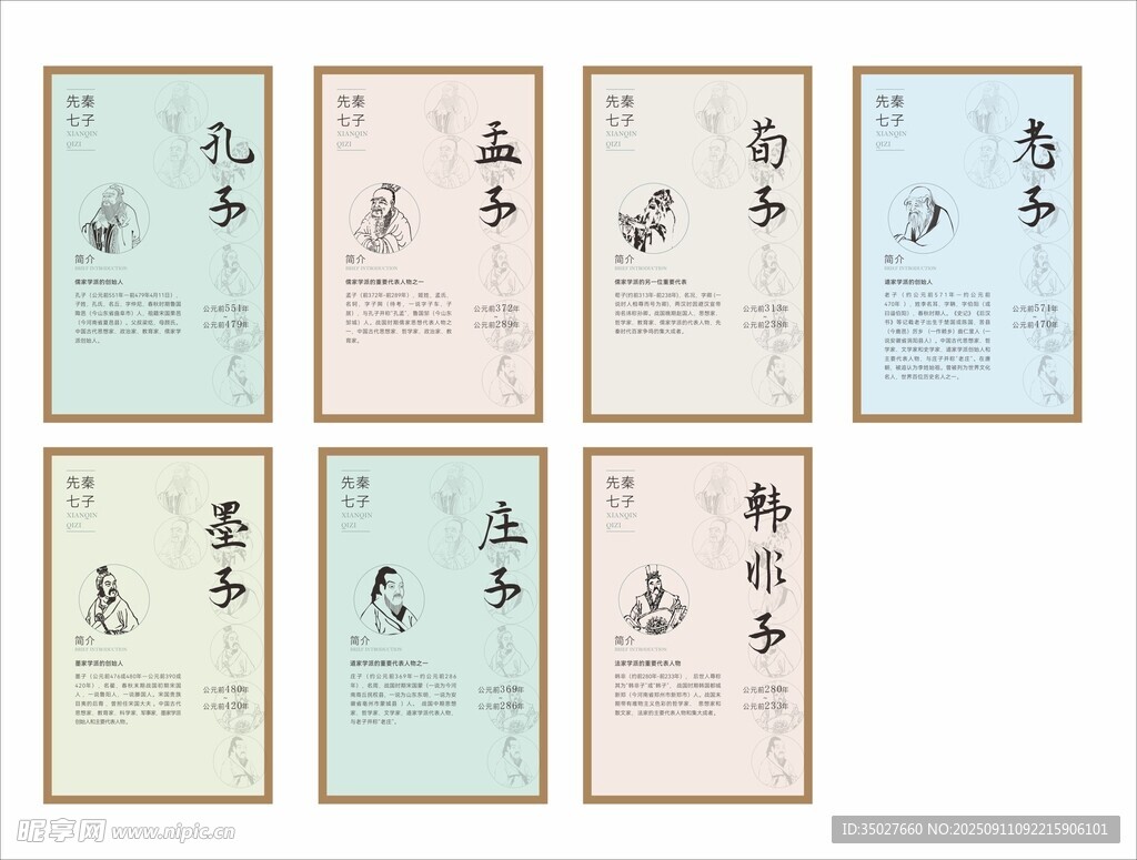先秦七子海報展板古代名人