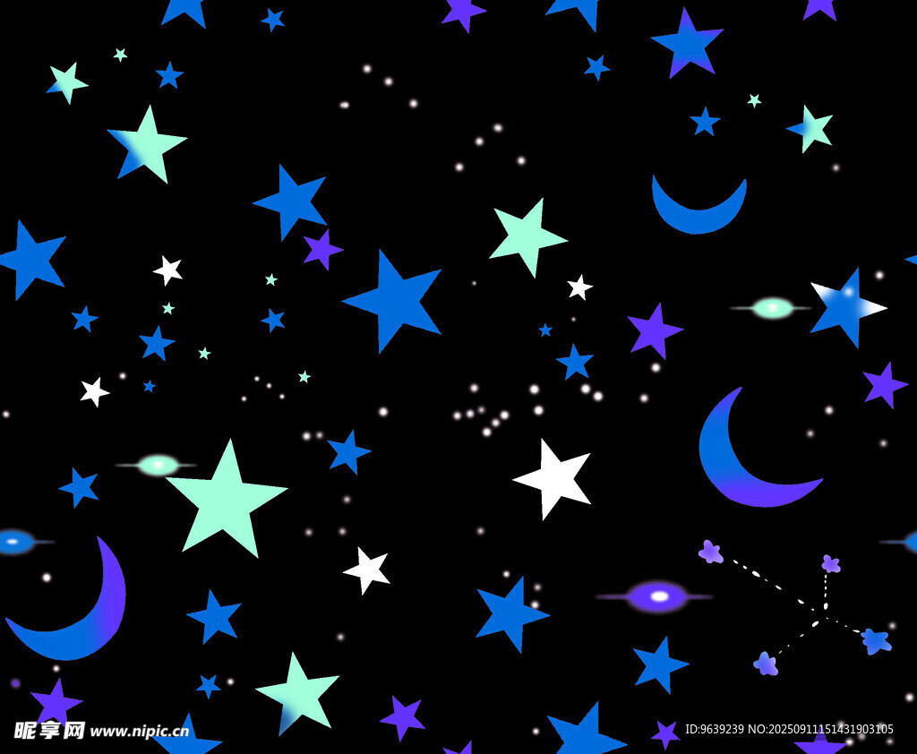 夢幻星空星星月亮圖案