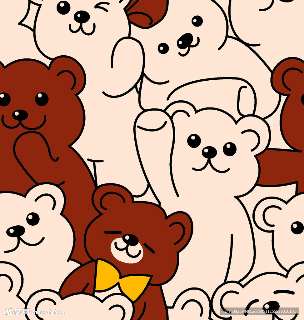 可愛小熊群像插畫