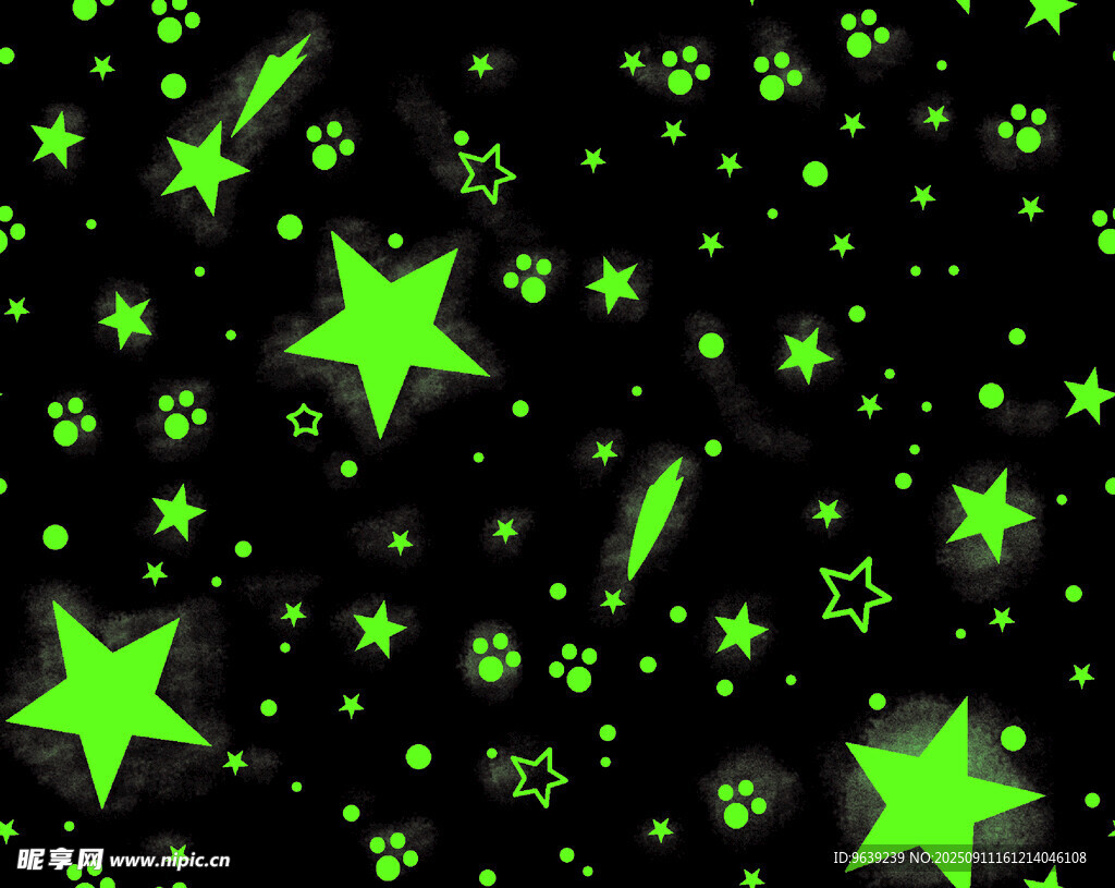 綠色熒光星星夢(mèng)幻背景圖
