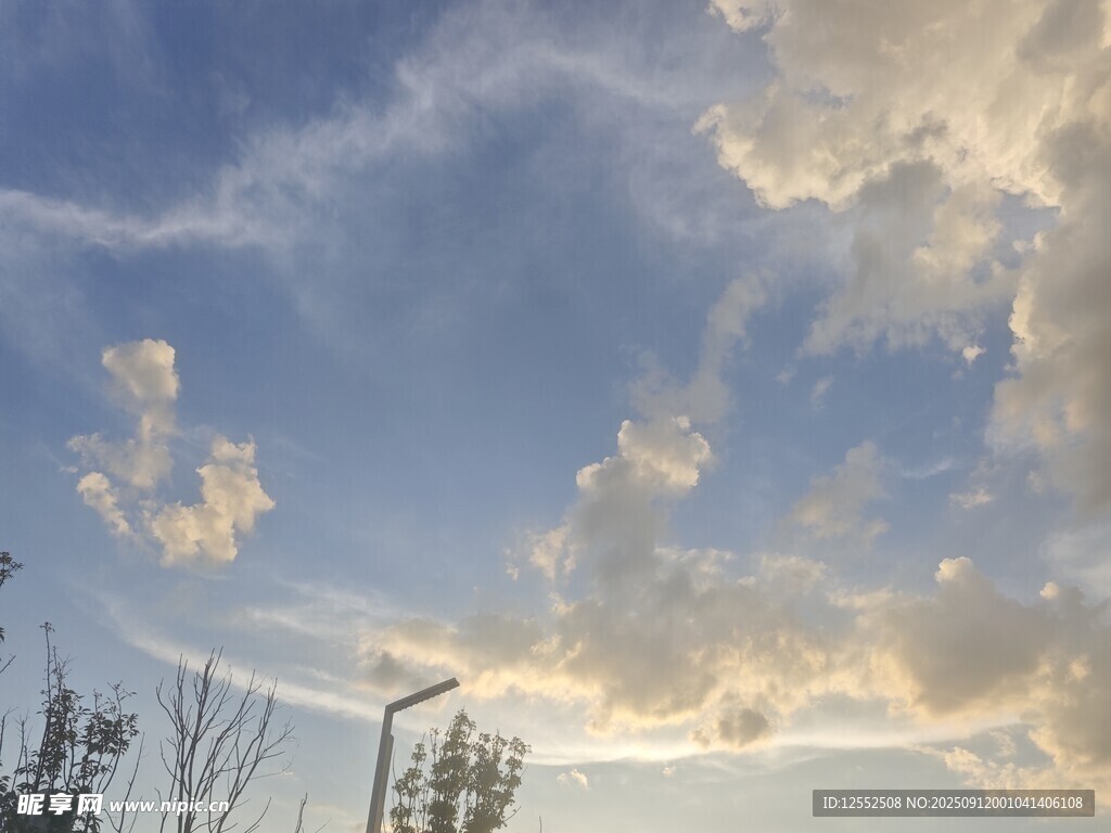 夕陽下的天空與城市剪影