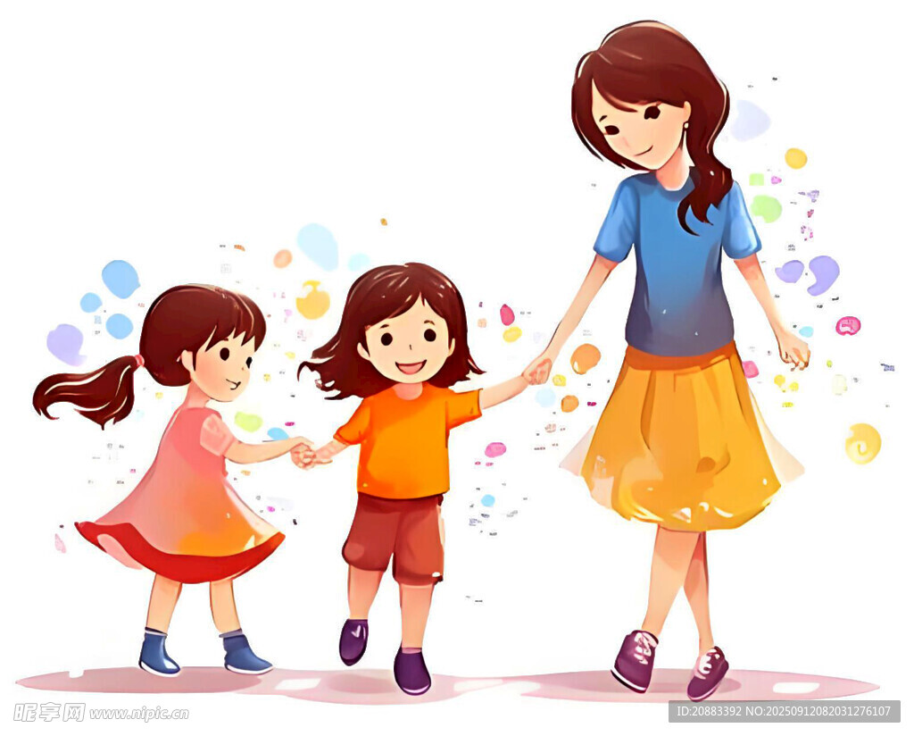 母親與孩子快樂同行