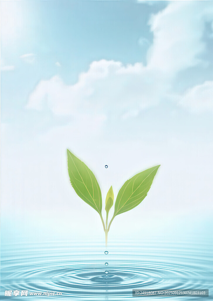 綠葉入水泛起清新漣漪
