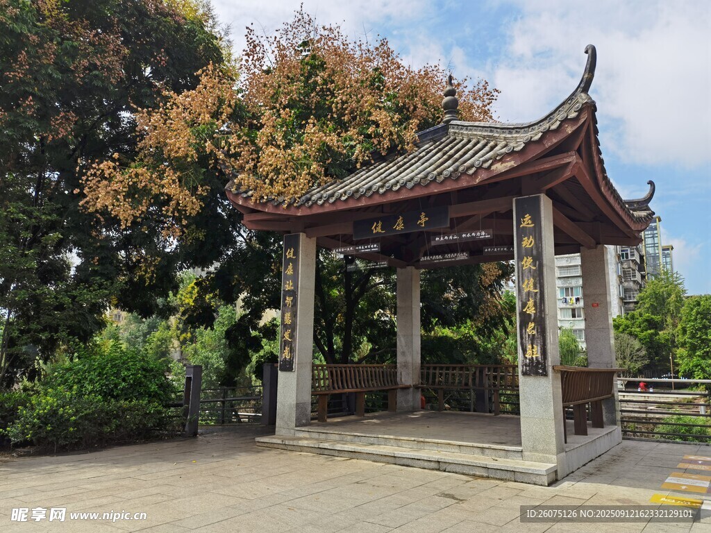 中式?jīng)鐾れo立綠植環(huán)繞間