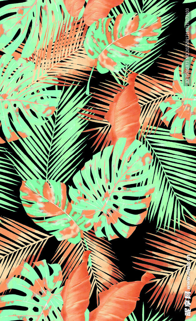 熱帶植物圖案背景