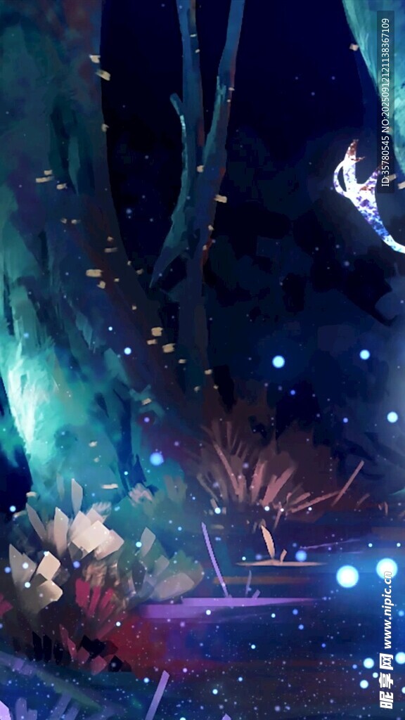 夢幻星空下的奇幻場景
