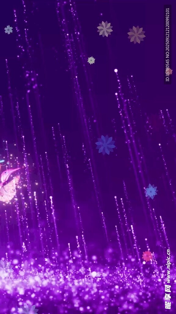 夢幻紫色雪花粒子背景
