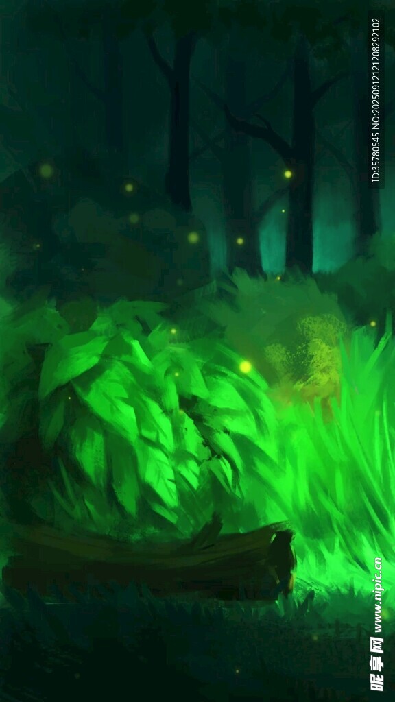 夜林中的神秘綠光景象