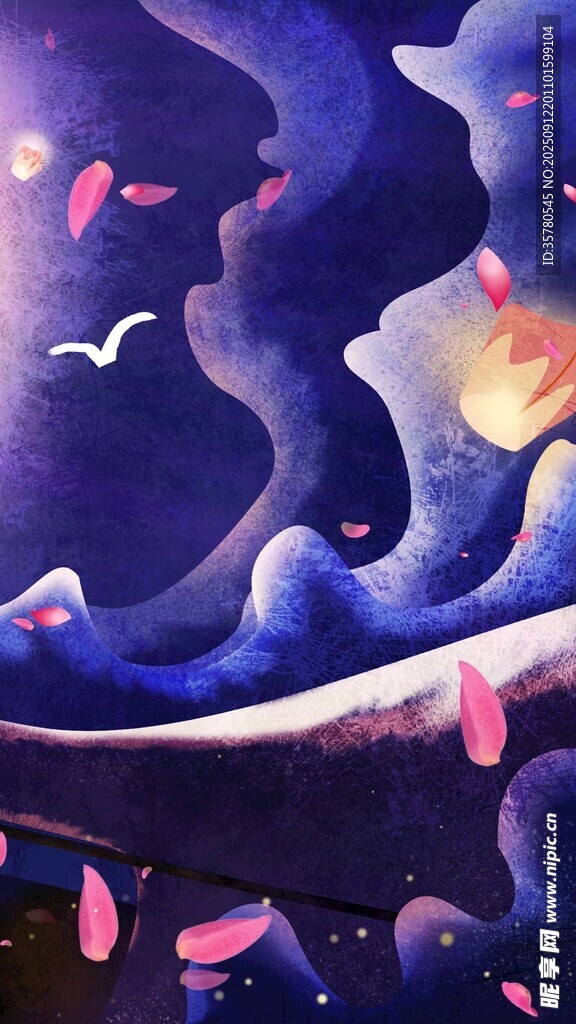 夢(mèng)幻星空海浪奇幻景象