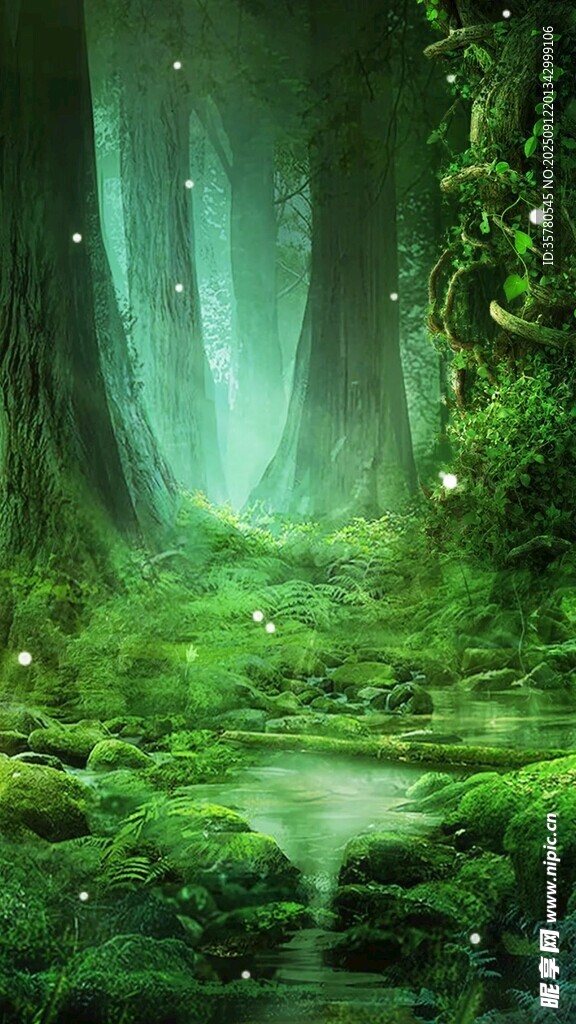 夢(mèng)幻綠光森林奇幻景象