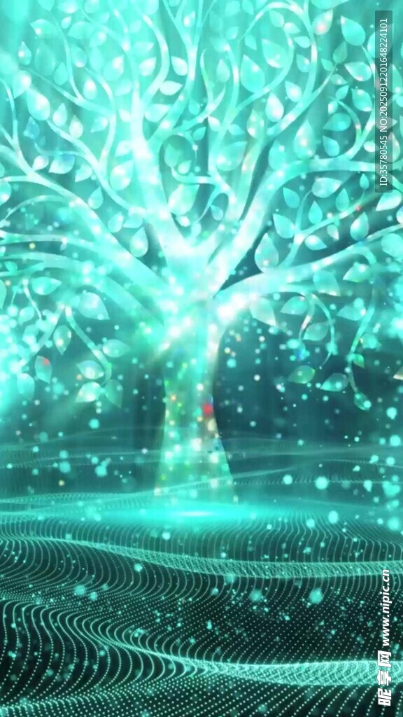 夢幻藍綠色神秘發(fā)光樹
