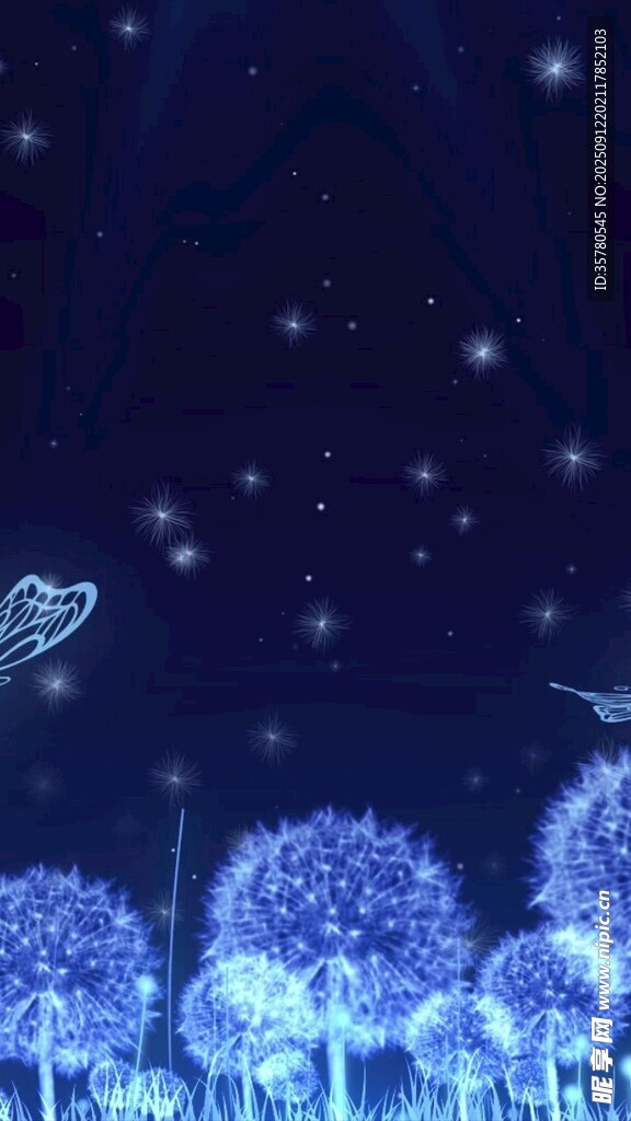 夢(mèng)幻藍(lán)調(diào)蒲公英星空夜景