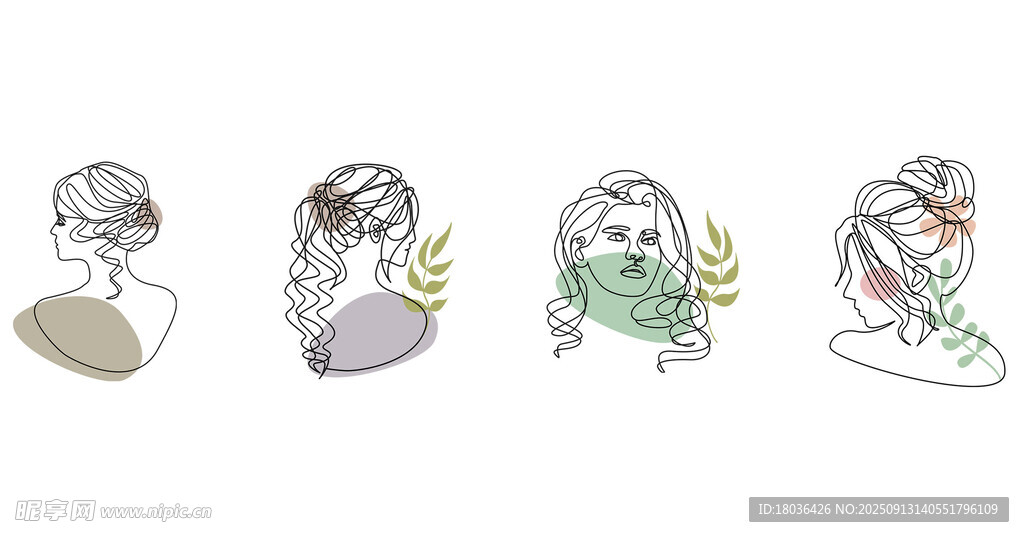 連續(xù)線條美麗藝術(shù)女人png