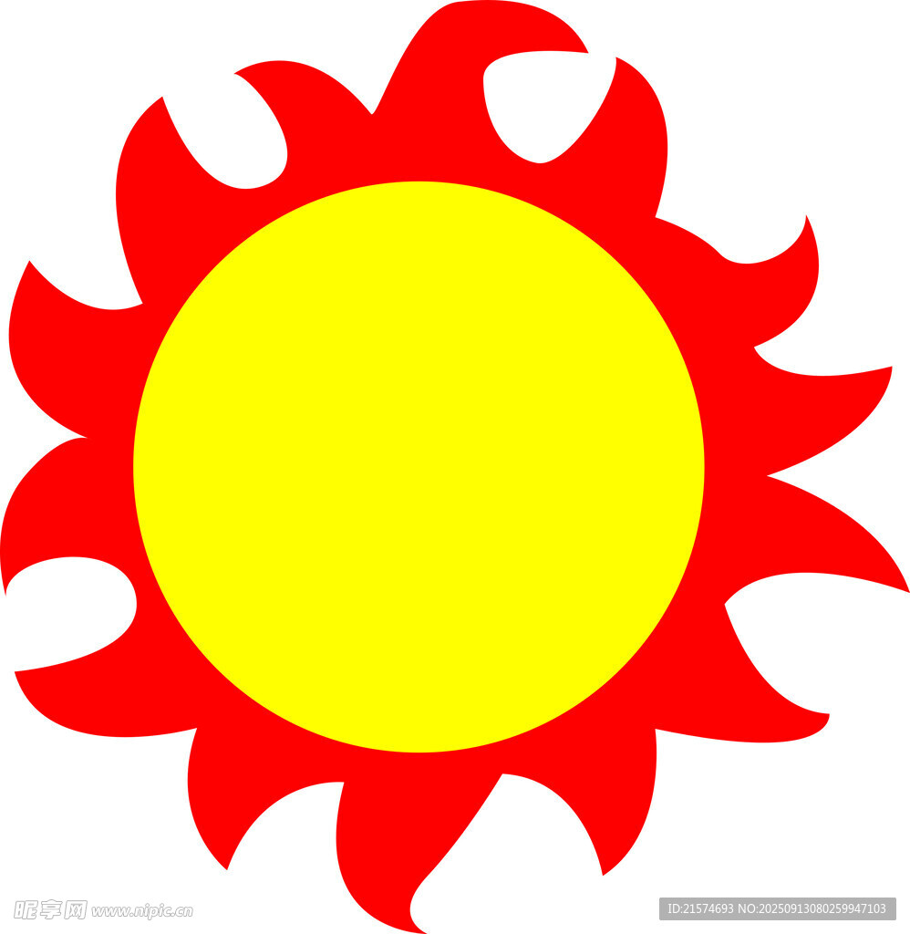 卡通風(fēng)格紅色火焰太陽