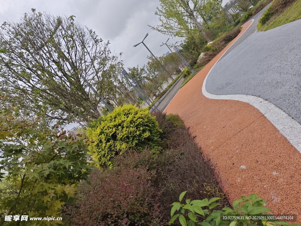 戶外綠植環(huán)繞的景觀道路