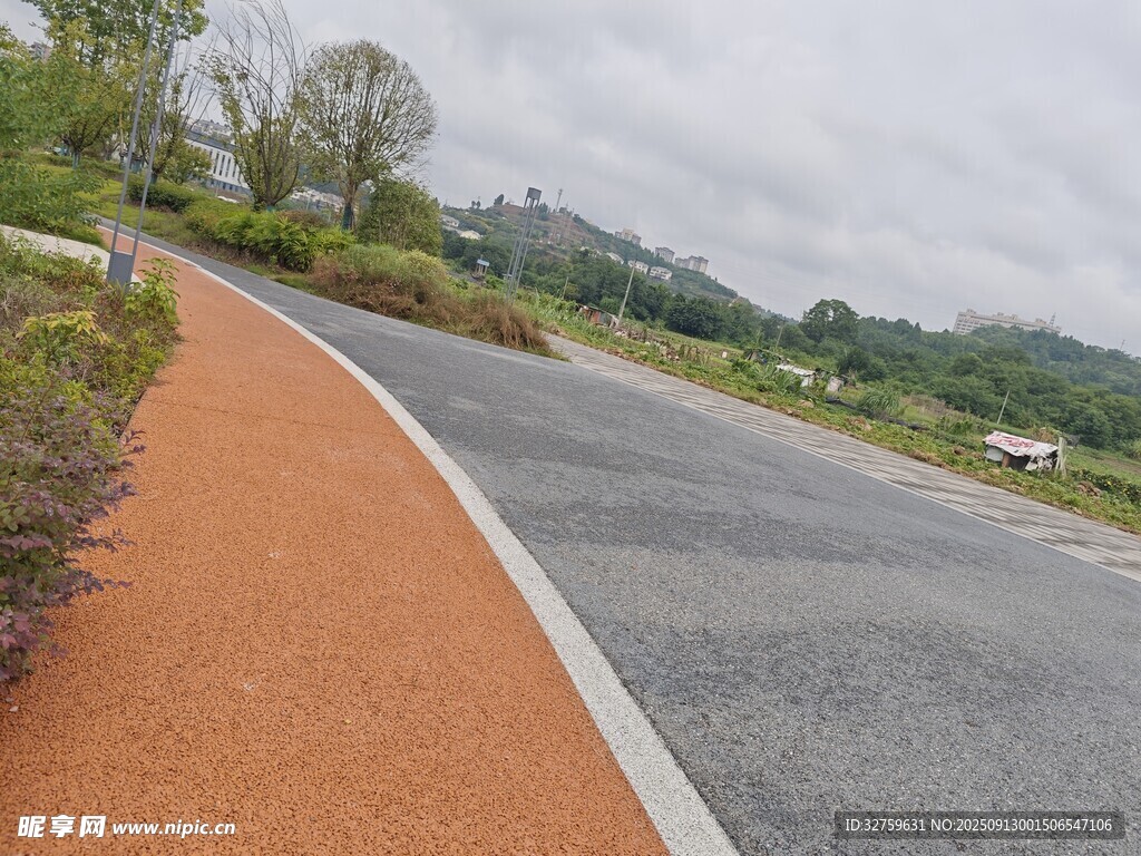 蜿蜒彩色公路旁綠植環(huán)繞