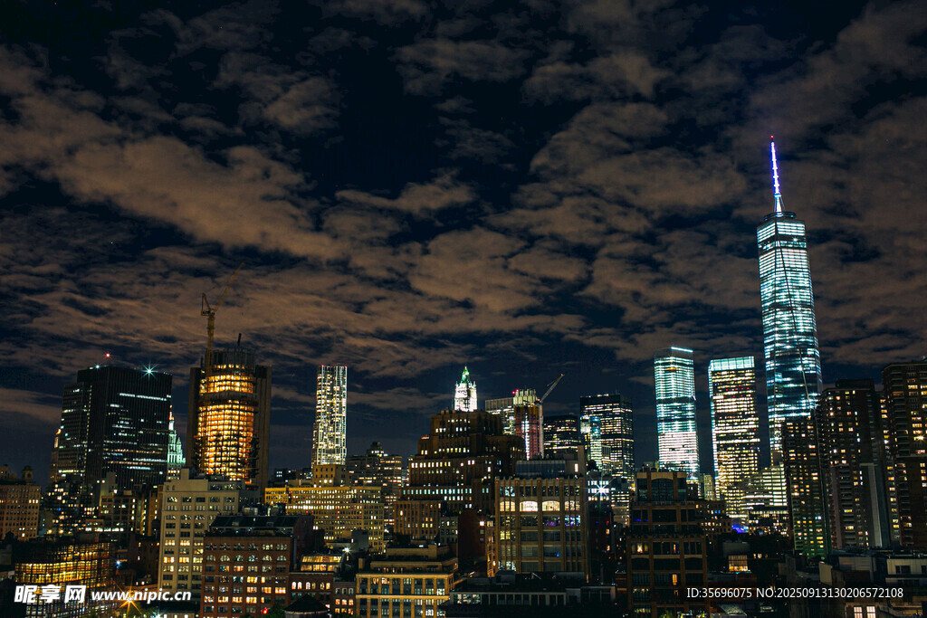 紐約夜景璀璨都市天際線