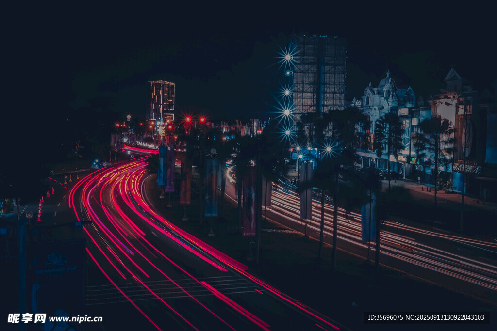 城市夜景車流光影軌跡