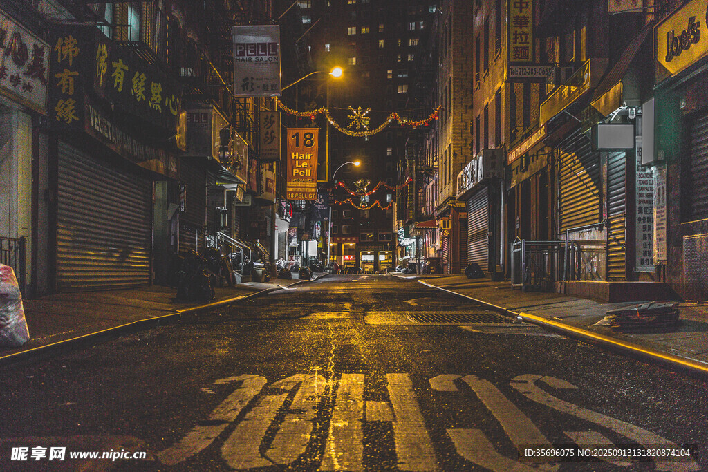 夜晚城市街道靜謐景象