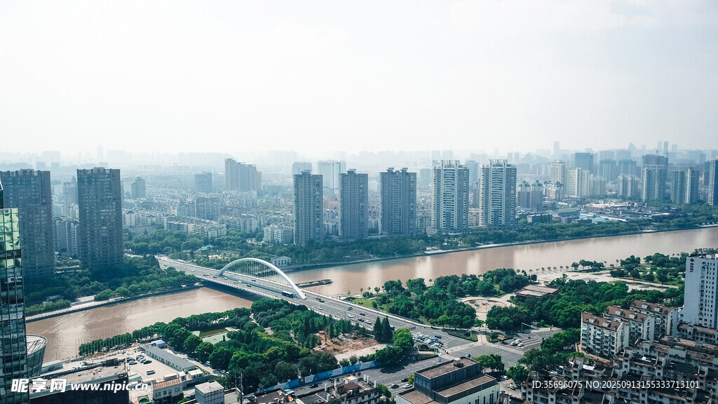 航拍寧波的城市建筑