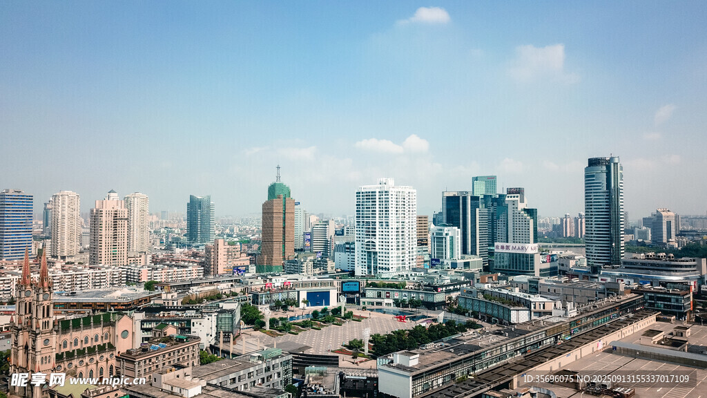 航拍寧波的城市建筑
