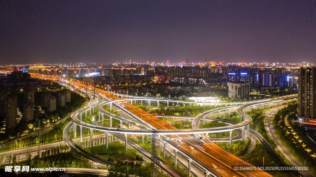 寧波北環(huán)西路立交橋夜景航拍