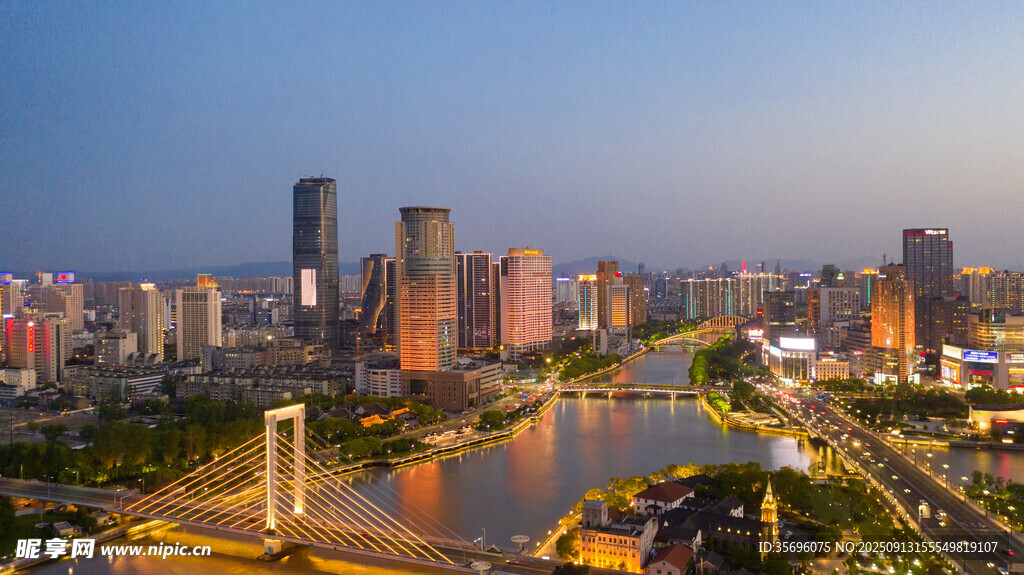寧波城市風(fēng)光夜景航拍