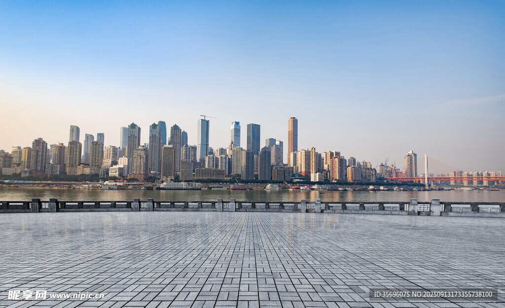 城市濱水風(fēng)光全景