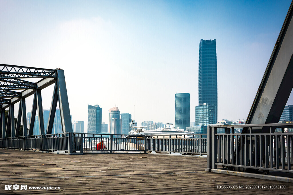 城市橋梁與天際線景觀