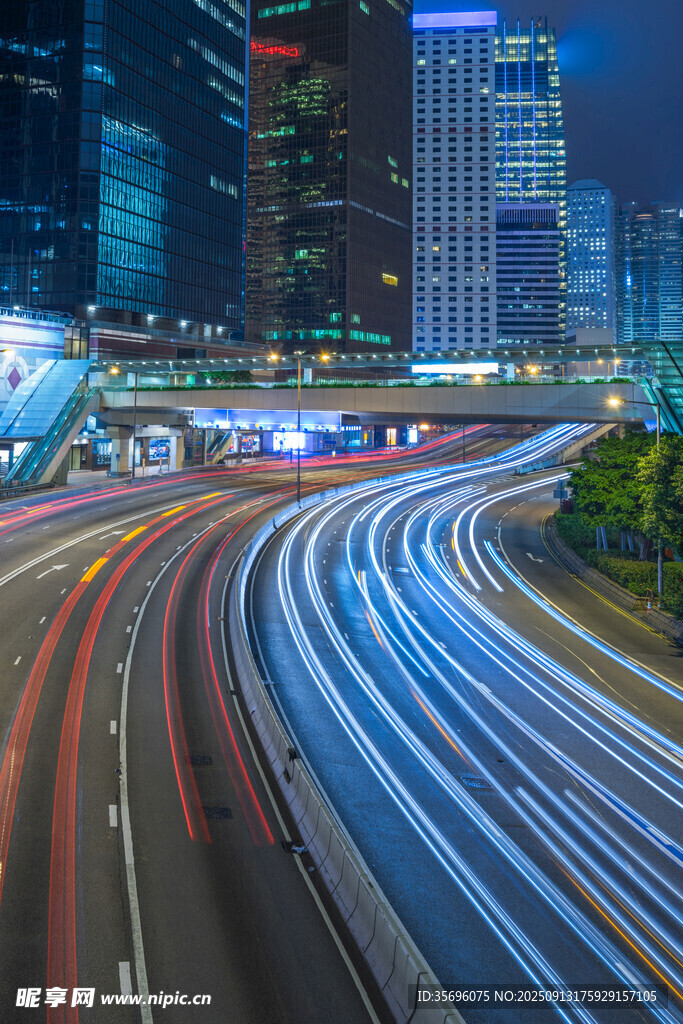 城市夜景車流光影軌跡