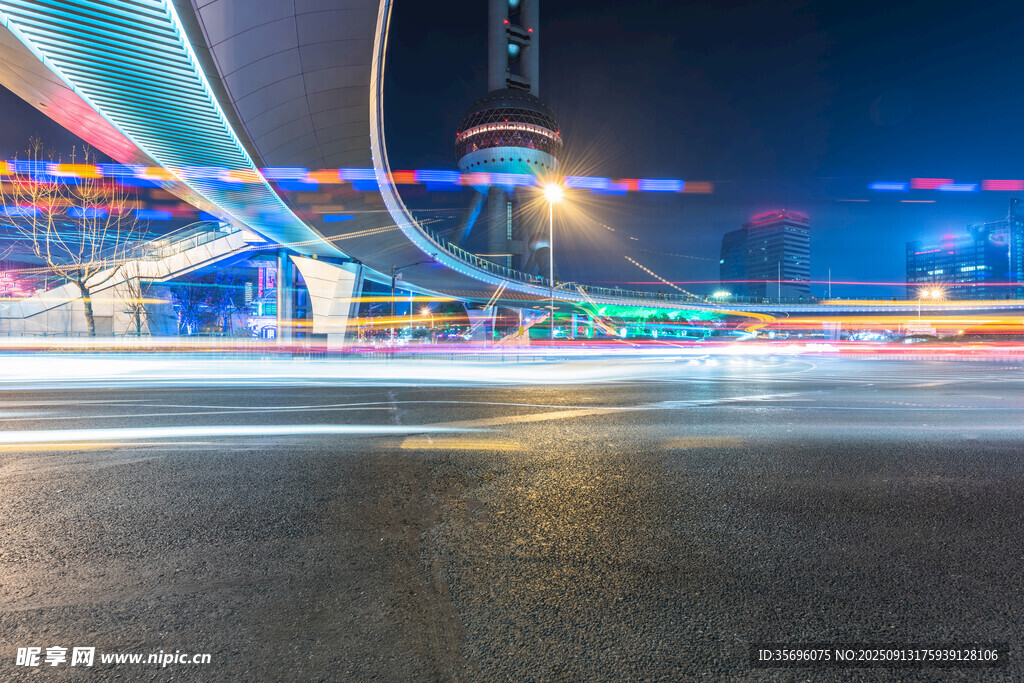 城市夜景車流光影軌跡