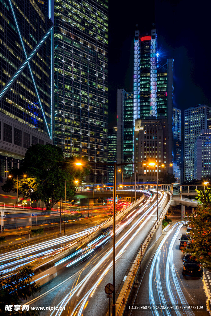 都市夜景車流絢麗畫面