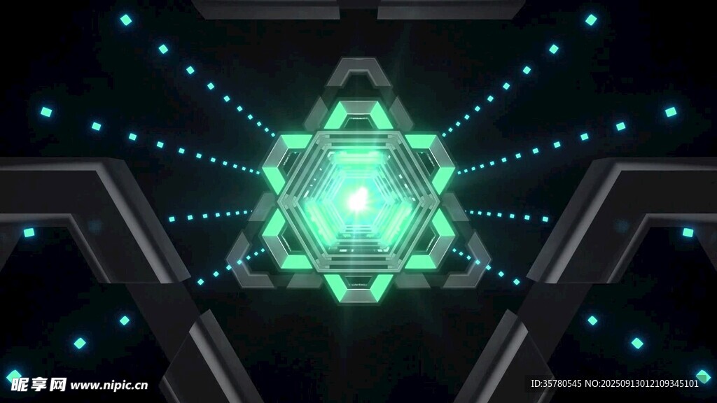 科幻風(fēng)發(fā)光幾何能量裝置