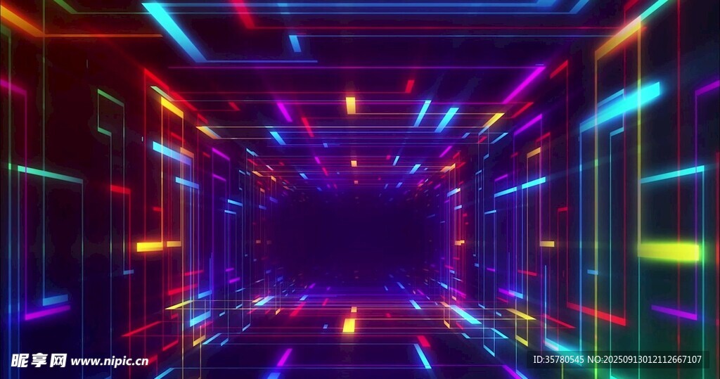 炫彩霓虹燈光科幻隧道
