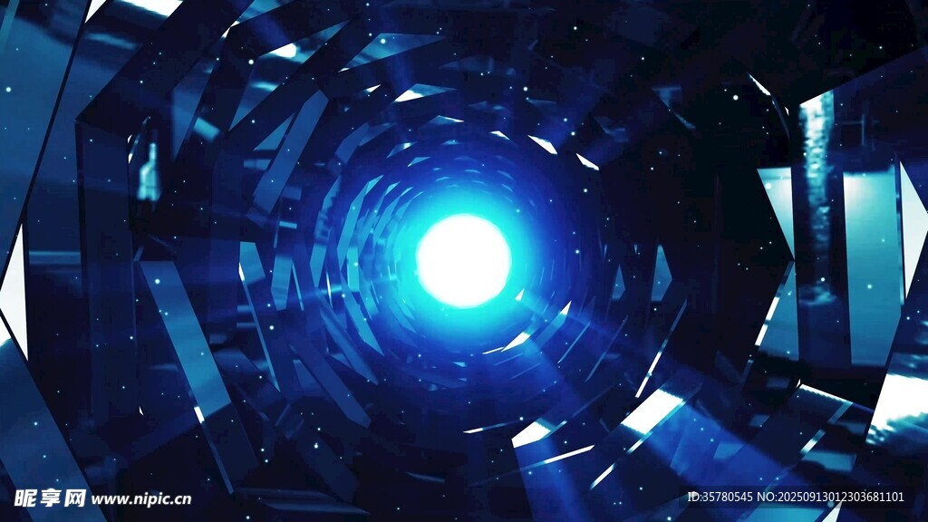4k科幻隧道盡頭的神秘藍光