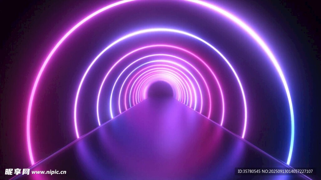 4k炫彩霓虹隧道科幻場景